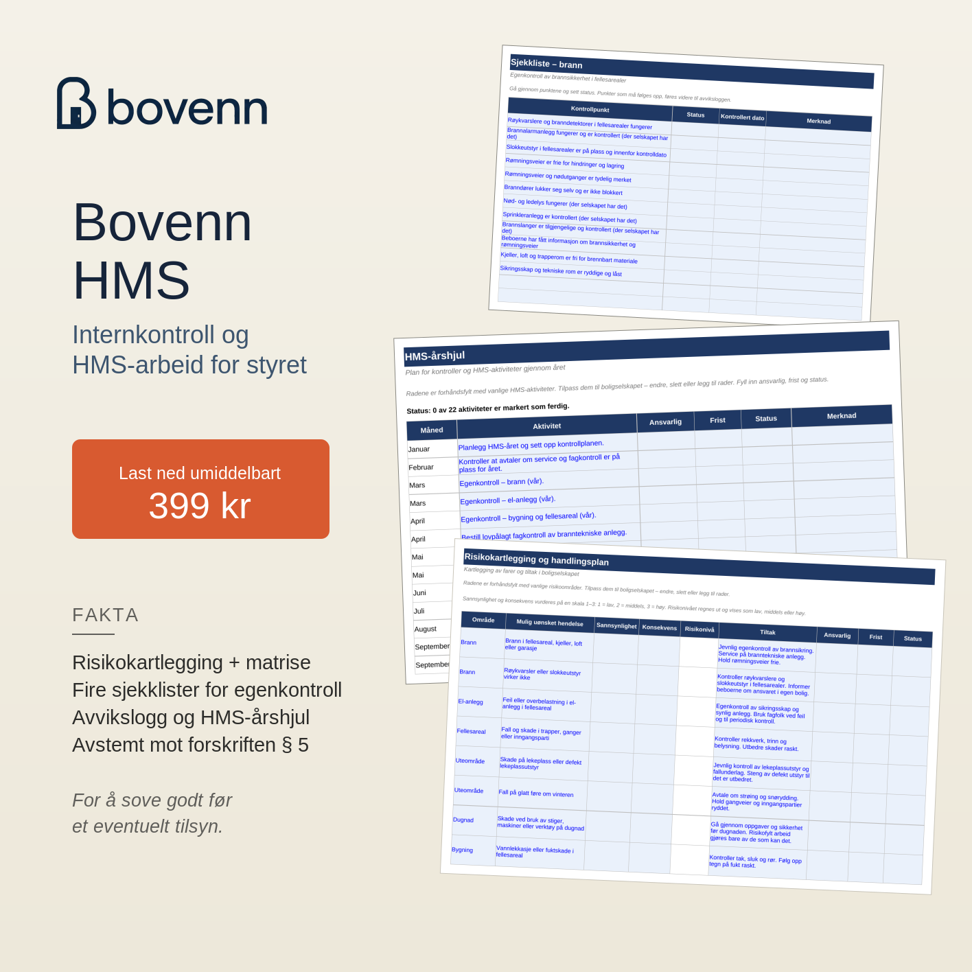 Produktkort for Bovenn HMS