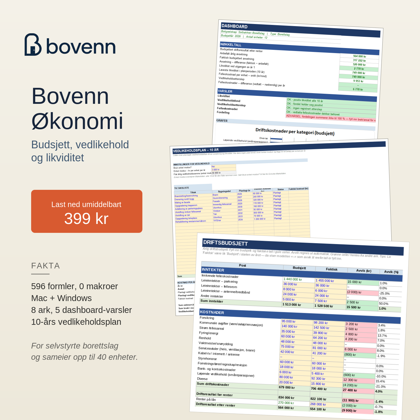 Produktkort for Bovenn Økonomi