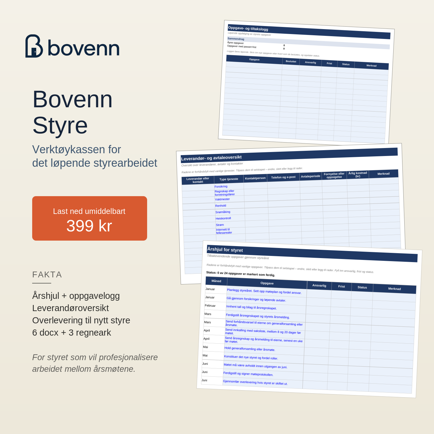 Produktkort for Bovenn Styre
